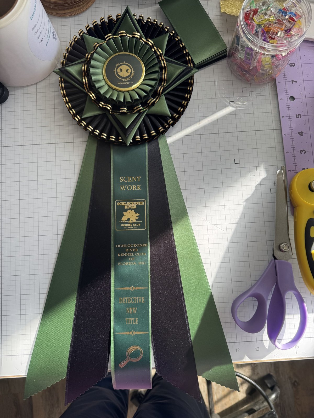 Scent Work Detective new title rosette, Ochlockonee River Kennel Club
